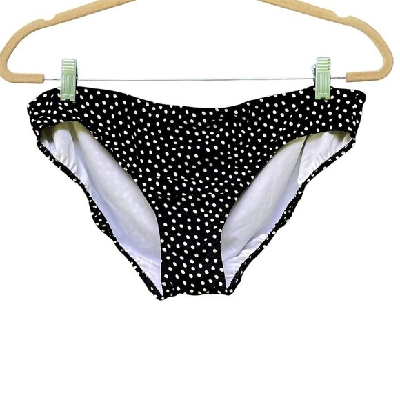 Land's End Women's Black & White Dots Classic Hipster Bikini Swim Bottom 12 - Picture 1 of 7